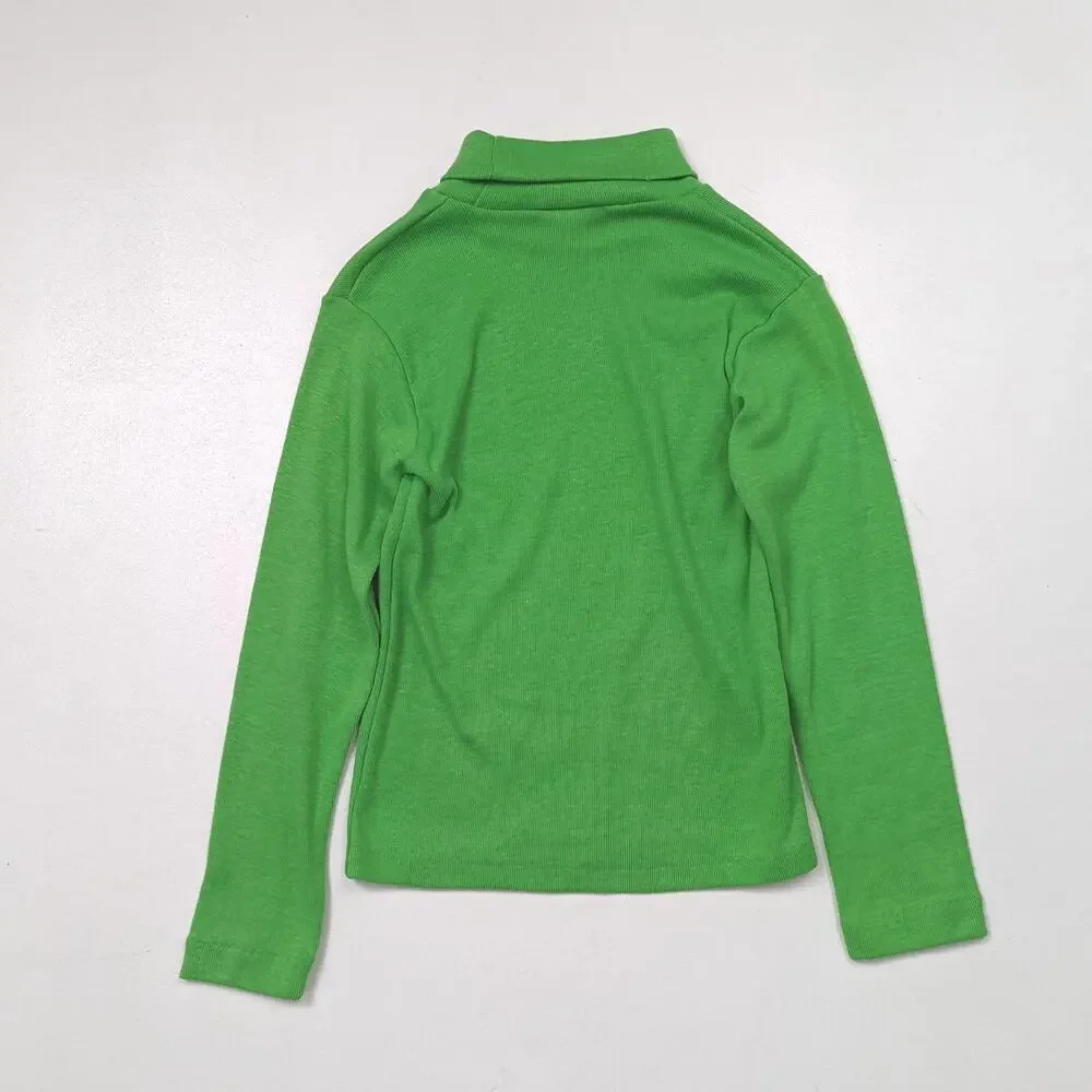 Vintage Monogram Turtleneck Shirt Unisex Children's Kids Size 3-4T Green
